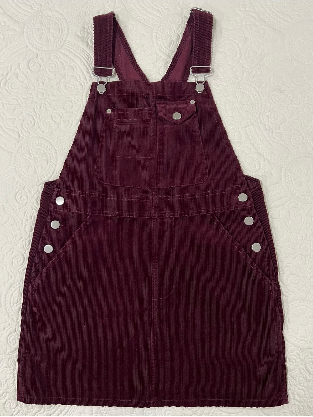 ASOS Woman’s Corduroy Pinafore Overall Dress Size 6 | Deep Wine | 100% Cotton.